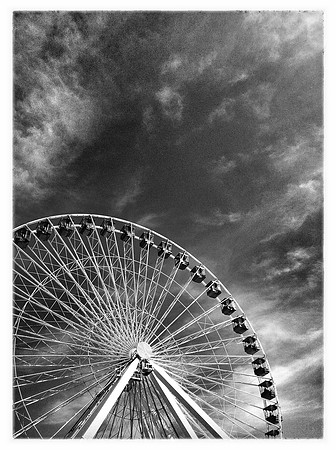 B&W Evening - Navy Pier Ferris Wheel ~Chicago, IL